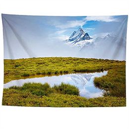 Tapestries Pink Flower Tapestry Wall Tapestry Park Flowers Mountain Lake Natural Landscape Living Room Bedroom Can Be Customised