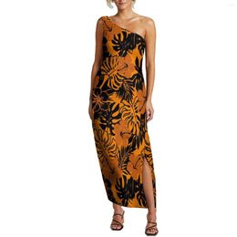 Casual Dresses Summer Women'S Diagonal Shoulder Dress Hawaii Polynesian Maxi Party Elegant Support Design