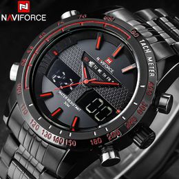 NAVIFORCE Luxury Brand Watches Men Steel Quartz Analogue Digital LED Watch Dual Time Sport Watch Male Clock Relogio Masculino