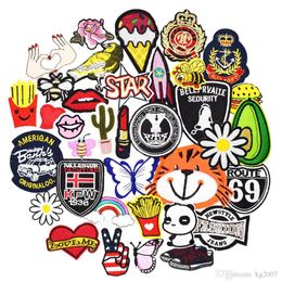 Diy patches for clothing iron embroidered patch applique iron on patches sewing accessories badge stickers for clothes bag 30pcs259j
