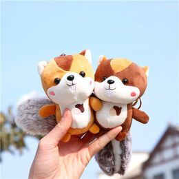 Keychains 1PC 11cm Mini Cute Soft Plush Squirrel With Oversized Tail Pendant Toy Stuffed Ornament Decoration Keychain