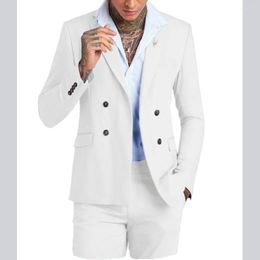 Men's Suits 2023 Custom Made Latest Design Solid Color Slim Double-breasted Lapel Business Meeting Suit Two-piece Set Luxury Men