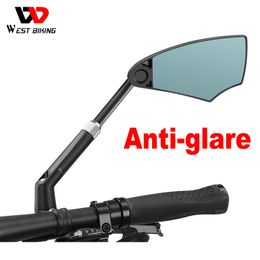 Bike Groupsets WEST BIKING Anti- Bicycle Rearview Mirror Telescopic 360° Adjustable Handlebar Rear View Mirror MTB E-Bike Scooter Parts 230711