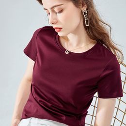 Women's T Shirts MRMT 2023 Brand Double Sided Mercerized Cotton Short Sleeve Shirt Refreshing Breathable Round Neck Solid Color