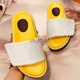 Slippers Women Pool Pillow Comfort Slipper Lady Nylon Strap Mule Designer Men Leather Sunset Flat Rubber Outsole Slide Sandal J230712