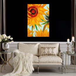 Handmade Artwork Canvas Paintings by Vincent Van Gogh Sunflowers Detail Modern Art Kitchen Room Decor