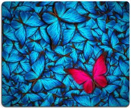 Blue Butterflies Background Mouse Pad Waterproof Mousepad Rectangle Mouse Pads with Designs Non-Slip Rubber Smooth MousePads