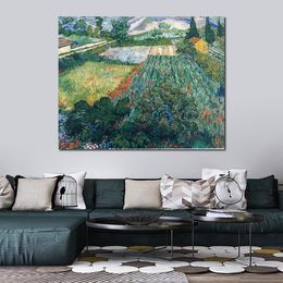 Handmade Canvas Art Field with Poppies 1889 Vincent Van Gogh Painting Impressionist Landscape Artwork Bathroom Decor