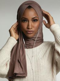 Ethnic Clothing Women's Jersey Ready To Wear Hijab Scarf Stretchy Muslim Headscarf With Ear Holes Islam Ladies Turban Head Wraps