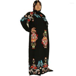 Ethnic Clothing Muslim Abaya African Rayon Printed Large Headscarf Dress Kaftan Robe Arab Women Loose Islamic