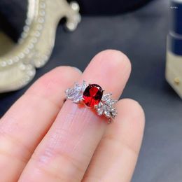Cluster Rings Jewellery Fashion Garnet Ring For Party 6mm 8mm Natural Silver 925 Sterling