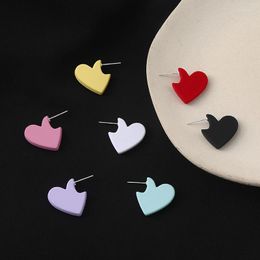 Dangle Earrings Korean Retro Candy Colour Small Love Heart 2023 Metal Spray Colourful Open Stud For Women Holiday Jewellery