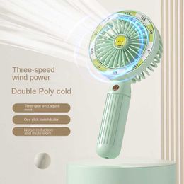 Electric Fans New USB Charging Handheld Fan Fun Turntable High Wind Power Silent Desktop Fan Outdoor Portable Interactive Game Mini Fan