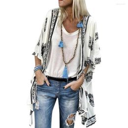 Women's Jackets Women Ladies Floral Beach Kimonos Blouse Chiffon Cardigan Shawl Cover Up Tops Summer