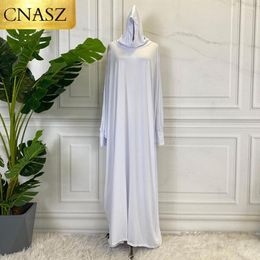 Ethnic Clothing Arrival Round Neck Solid Color EID Ramadan Pray Dress Mommy And Daughter 2 Pieces Set Fashion Muslim Islamic Robe