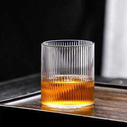 Mugs Ripple Glass Vertical Lines Coffee Cup Transparent Beer Mug Drinking Glass For Juice Dropship R230712