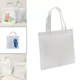 White Sublimation Non Woven Fabric Shopping Bag Heat Press Printable Custom Grocery Tote Bag with Handles for DIY Decorating FY3836 sxaug11