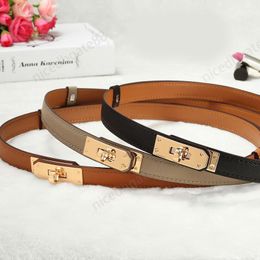 Black thin belts for women designer leather belt mens simple casual ceinture female small buckle cintura business leisure mature men belt plated gold silver ga09