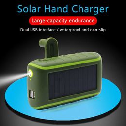 6000/8000mAh Multi-function Solar Power Bank Hand Crank Dynamo Powered Universal Double USB Outdoors Portable Charger PoverBank L230712