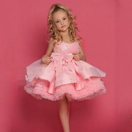 Girl's Dresses Cute Pink Princess Flower Girl Dress Kids Birthday Party Pageant Dresses Glitter Sequin First Holy Communion Gowns 230712