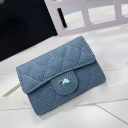 Designer Ladies Purse Double fold Caviar leather solid Colour short purse Ladies original case card holder leather hand card bag