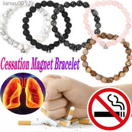 2022 Natural Stone Bracelet Quit Smoking Anti Anxiety Health Hand Jewellery Accessories Valentines Day Men Women Couple Gifts L230704