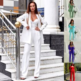 Candy Color Women Blazer Suits Slim Fit Street Power Leisure Evening Party Jacket Outfit Wedding Wear 3 Pieces