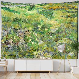 Tapestries Pastoral Scenery Van Gogh Oil Painting Tapestry Wall Hanging Simple Home Art Aesthetic Room Tapestry Can Be Customised