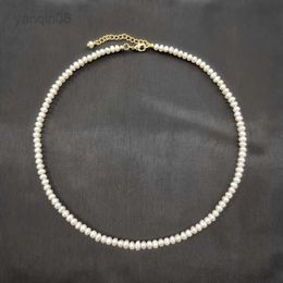 Pendant Necklaces 4mm White Freshwater Pearl Necklace 14K Gold Filled Adjustable Chain Pearls Beaded Exquisite Choker Collier Perles Perlas Women HKD230712