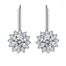 Dangle Earrings ZFSILVER Trendy Fashion S925 Silver Moissanite Sunflower Hook For Women Charms Accessories Wedding Jewellery Gifts