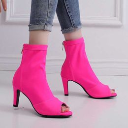 Boots Sgesvier Women Boots 2023 New Hot Latin Women Ballroom Ladies Girls Salsa Dance Shoes Beige Suede Classic Style Pink Thin Heel L230712