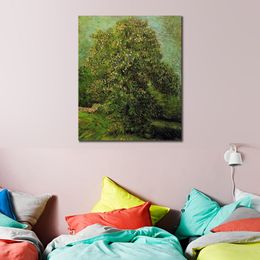 Canvas Art Impressionist Chestnut Tree in Blossom Ii Vincent Van Gogh Landscape Painting Handmade Romantic Decor for Kitchen