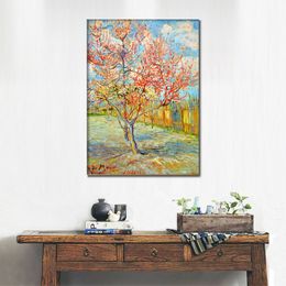 Peach Tree in Bloom at Arles C.1888 Handmade Vincent Van Gogh Painting Landscape Impressionist Canvas Art for Entryway Decor