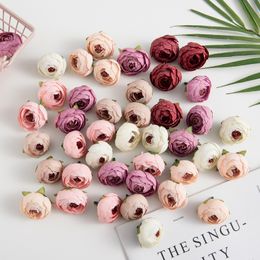 Dried Flowers 50100PCS Artificial Silk Tea Roses Bud Diy Gifts Candy Box Christmas Decorations for Home Garden Wedding Accessories 230711