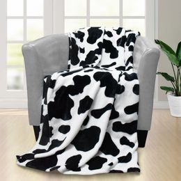 Blankets Cow Print Blanket Black White Bed Throws Soft Couch Sofa Cozy Warm Small Plush Gift for Daughter Mom Bedroom Decor 230711