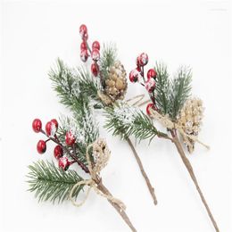 Decorative Flowers DIY Christmas Decoration Wreath Materials Xmax Tree Window Home Ornaments Accessories Cedar Rope Red Berry Bouquet