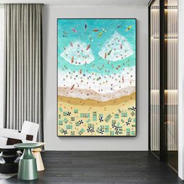 Paintings Abstract Vacation Beach White Waves Canvas Painting Wall Art Seascape Landscape Posters And Prints For Living Room Decor Cuadros