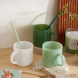 Mugs Jade Glass Cup Retro Green Glass High Glass Heat resistant Tea Cups Glass Coffee Mug Drinkware milk water R230712