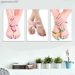 3 Pieces Foot Body Spa Nail Yoga Salon Massage Posters Pictures Canvas Wall Art HD Home Decor Paintings Living Room Decoration L230704