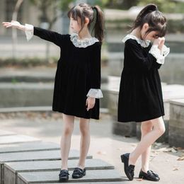 Girl's Dresses 2022 New Girls Dresses Teens Autumn and Winter Children Lace Dress Baby Princess Dress Girl Korean Velvet Party Clothes #5422HKD230712