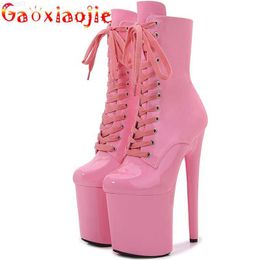 Boots New 2022 Stripers Customized 8-inch High Heels Platform Steel Pipe Dance Ankle Women's Boots Sexy 15 17 20 cm Nightclub Lace High Heels L230712