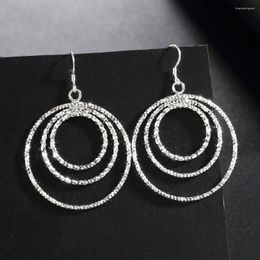 Hoop Earrings Charm 925 Sterling Silver Fashion Three Circle Big For Women High Quality Jewelry Party Gift Drop Earring Wedding