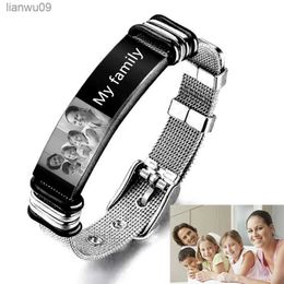 New custom photo bracelet titanium steel nonrust material men's bracelet can be Customised family friends photos L230704