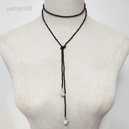 Pendant Necklaces 2023 Accessories pearl necklace Women Long Crystal Beads Sweater collares Necklace 20mm Baroque Pearl Pendant Neck jewelry HKD230712