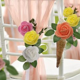 Decorative Flowers 100 Pcs Fake Flower Head Realistic Looking Anti-fade Foam 3.5 Cm Artificial Rose DIY Wedding Party Decor Pography Prop