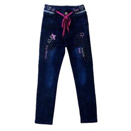 Jeans Children's Girls Embroidered Rib Tether Denim Trousers Kids Straight Full Length Pants 3 12t 230711