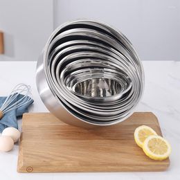Bowls 5 Sizes Stainless Steel Nesting Mixing Non Slip Whisking Salad Tableware Thickened For Cooking Baking Storage