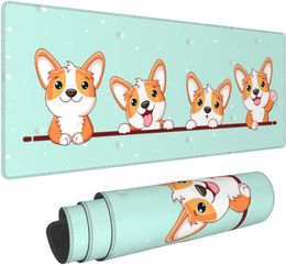 Cute Kawaii Dog Gaming Mouse Pad XL Non Slip Rubber Base Mousepad Stitched Edges Desk Pad Extended Large Pad 31.5 X 11.8 Inch