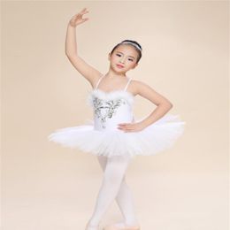 New Kids Girls Ballerina Dress Stage Wear White Swan Lake Ballet Costumes Children Strap Dance Wear Costume Danse Classique Enfant232N