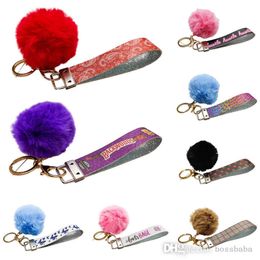 Design Car Keychain Favour Flower Bag Pompom Jewellery Keyring Holder For Men Gift Fashion PU Leather Animal Key Chain Accessories